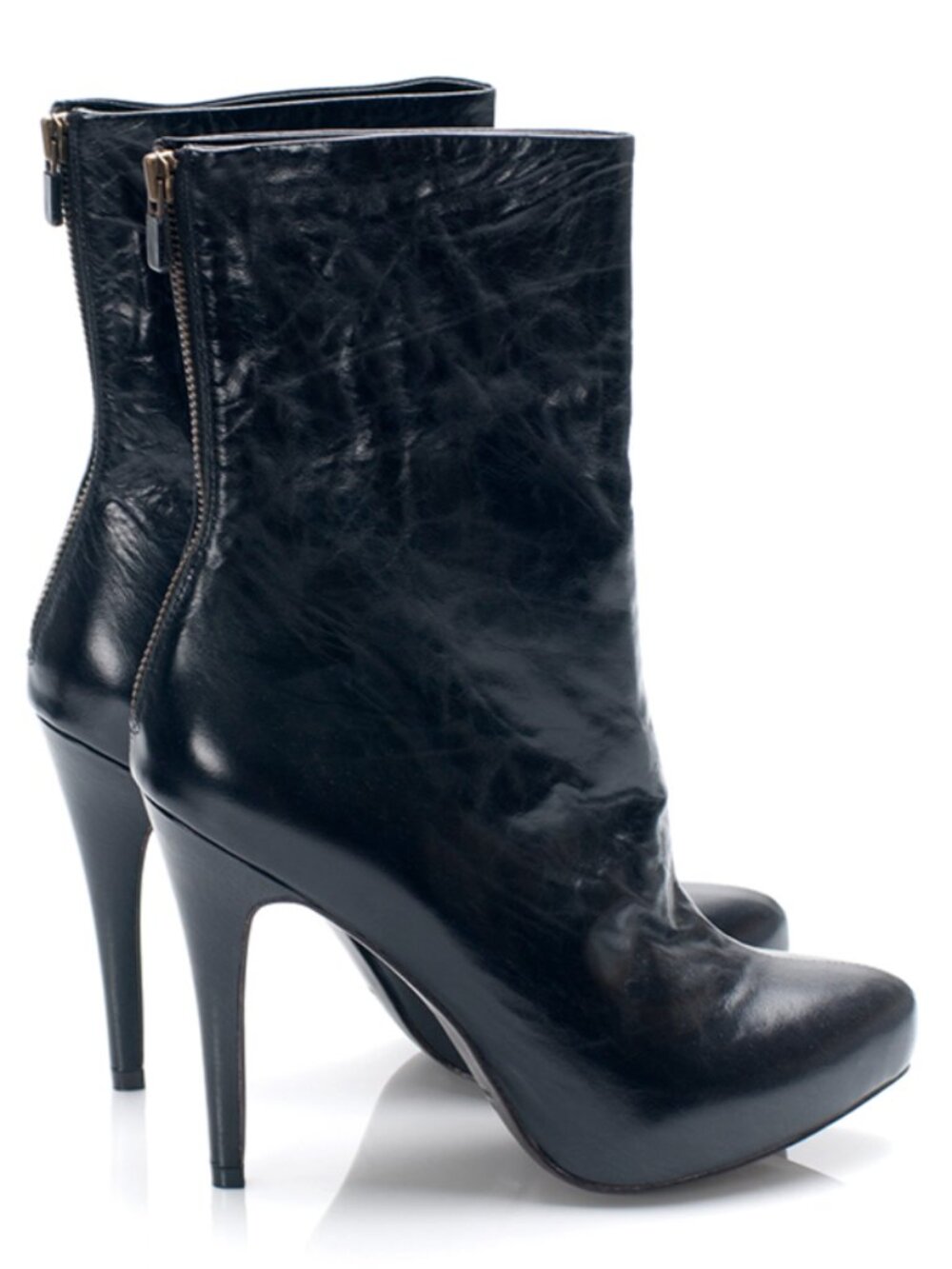 NYC Designer HANDMADE Black Genuine Leather High Heel Fitted Ankle Boots NEW